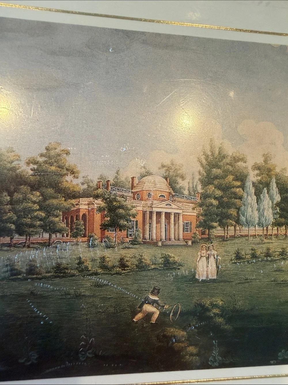 Classic Green Double-Matted Landscape Wall Art Thomas Jefferson’s Monticello